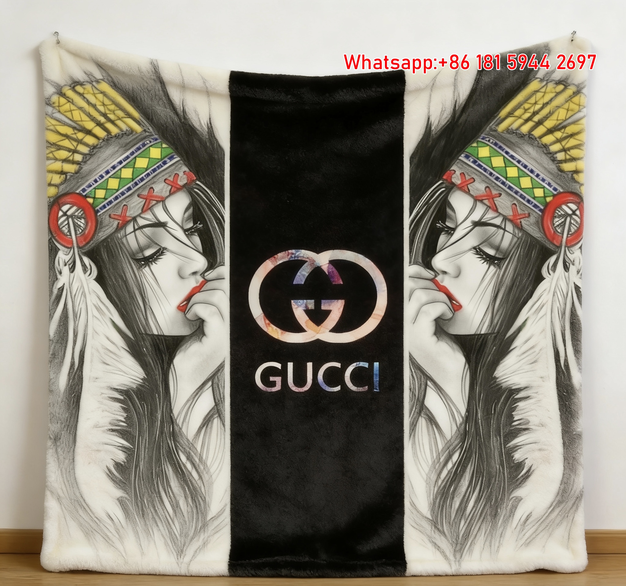 Gucci Native Warrior Tapestry Tribal Gucci throw Blanket IMG_2716